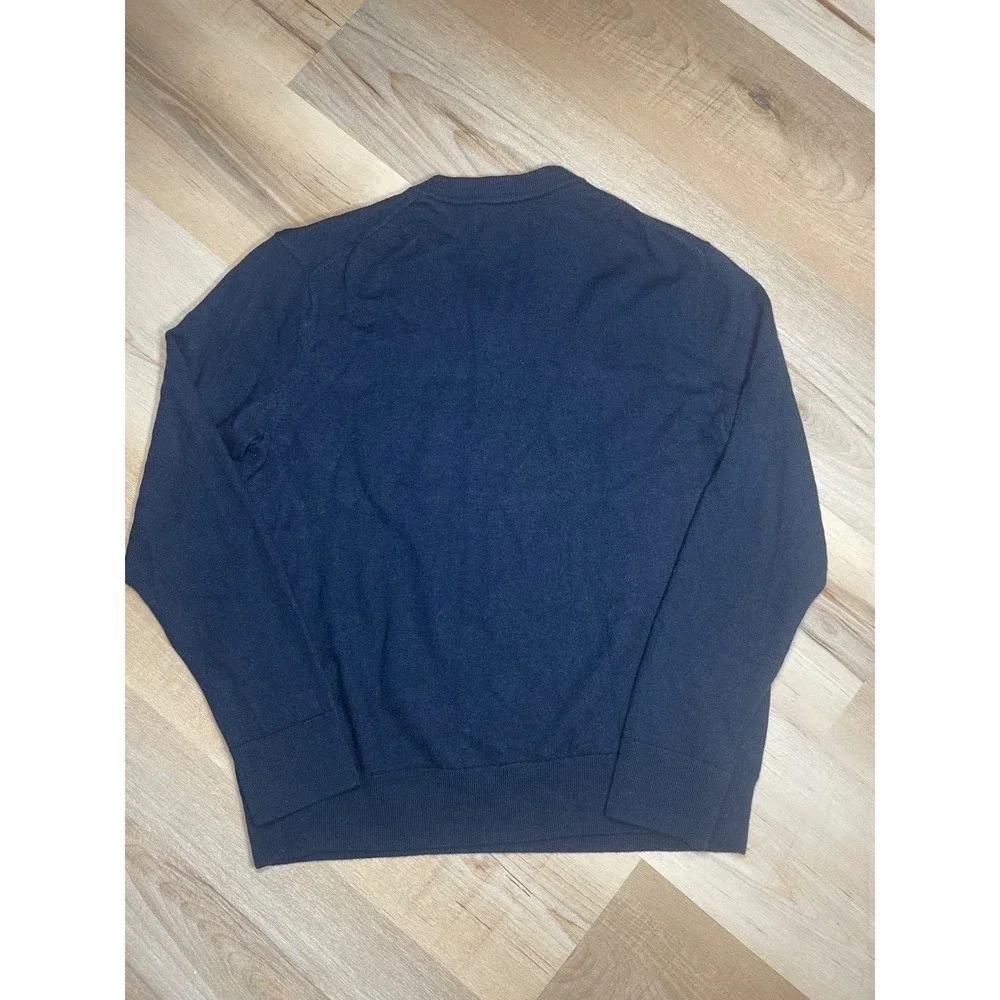 Banana Republic Mens Navy Blue 100% Extra Fine Merino Wool V-Neck Sweater Large